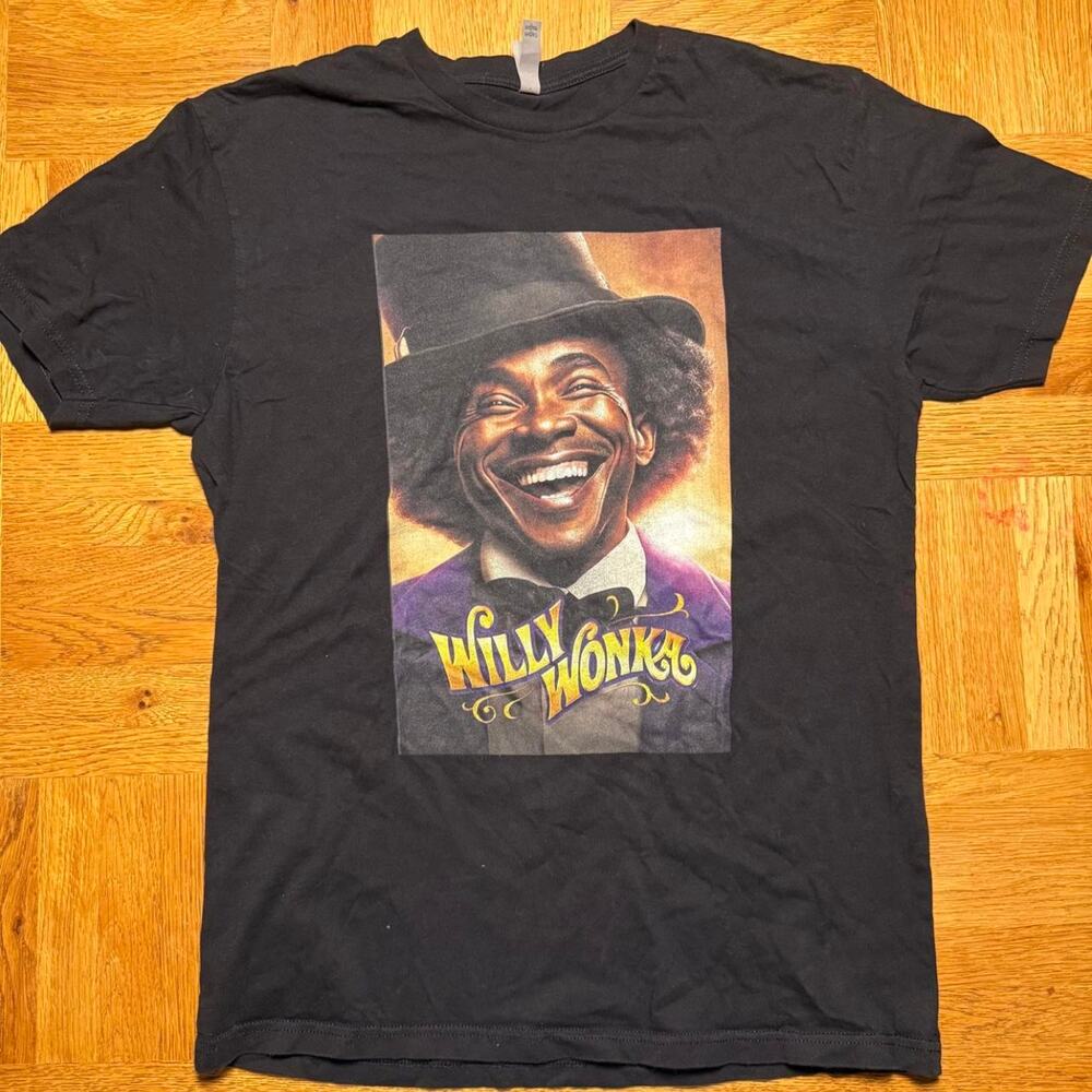 Willy Wonka Gene Wilder Graphic T-Shirt Black Men’s Large